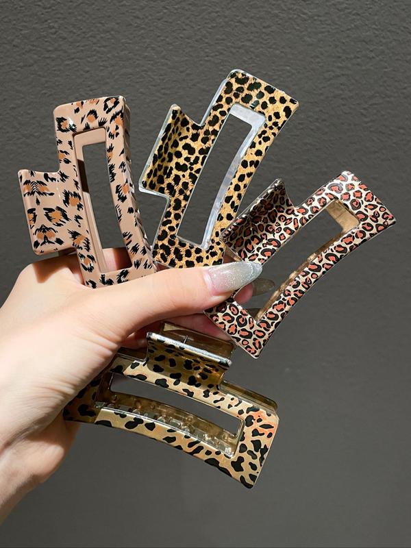 Leopard Pattern Hair Claw, Casual Versatile Hair Accessories for Women, Minimalist Headwear Suitable for Thick Hair, Fashion Hair Accessories for Party, Daily Clothing Decor