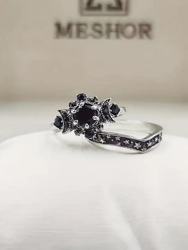 1 Set Fashion Unisex Gothic Moon & Star Ring, Anniversary Gift For Women