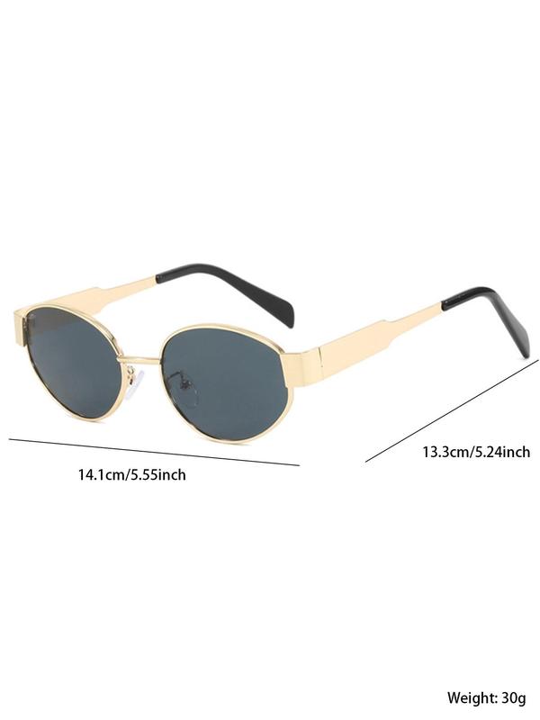 Unisex Vintage Oval Frame Sunglasses, Trendy Casual Tinted Lens Sunglasses for Everyday Use, Fashion Accessories for Outdoor Activities