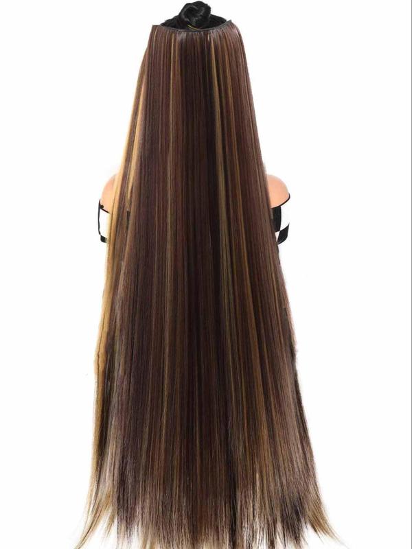 20 24 28 32 40 Inch Long Straight Clip-in Hair Extension,  Natural Fluffy Synthetic Hair Extension for Daily Use, Chic Heat Resistant Hair Piece for Party & Daily Hairstyle Decor