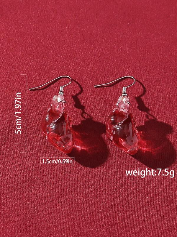 1 Pair Heart Shaped Dangle Earrings, Fashion Jewelry for Women & Girls, Trendy All-match & Exquisite Jewelry for Birthday Gift for Daily Wear