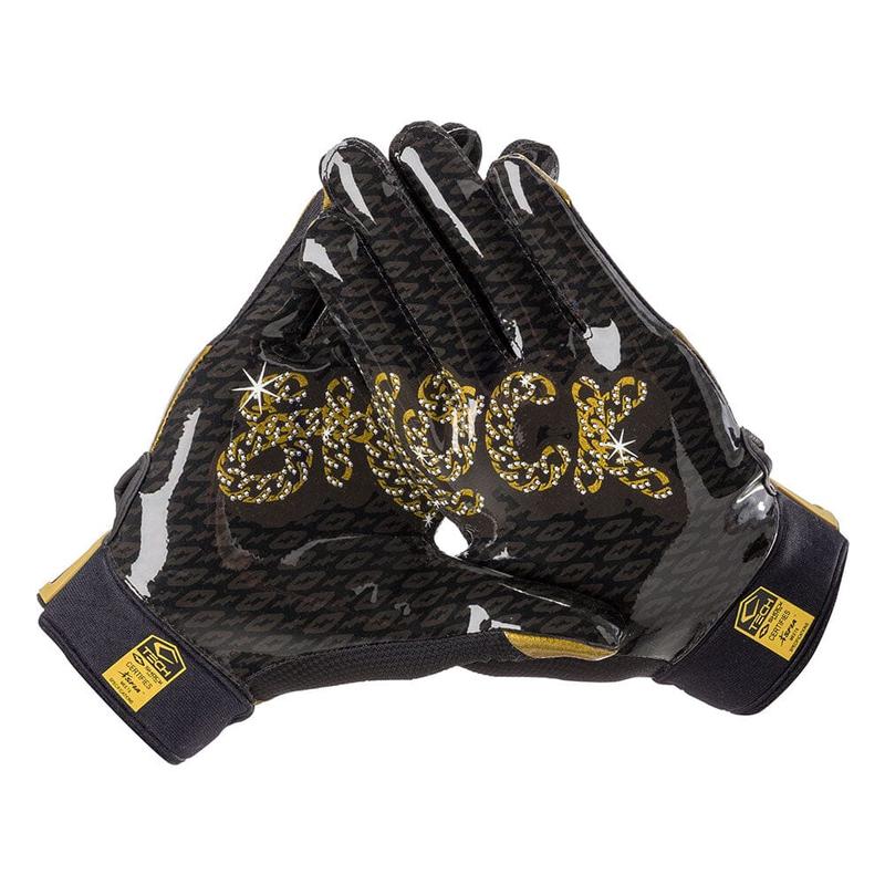 Black Gold Chain Showtime Receiver Gloves