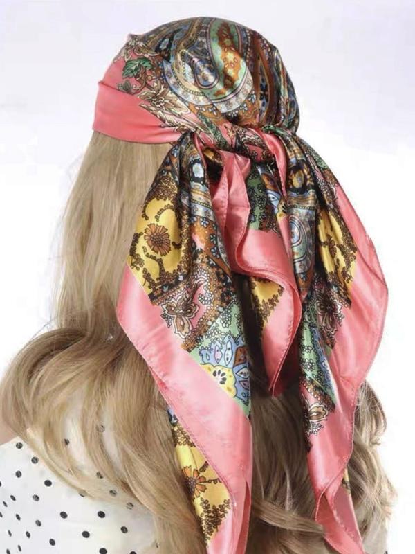 Women's Boho Style Scarf Print Square Scarf, Fashionable Casual Soft Comfortable Bandana for Daily Wear, Versatile Scarf for All Seasons