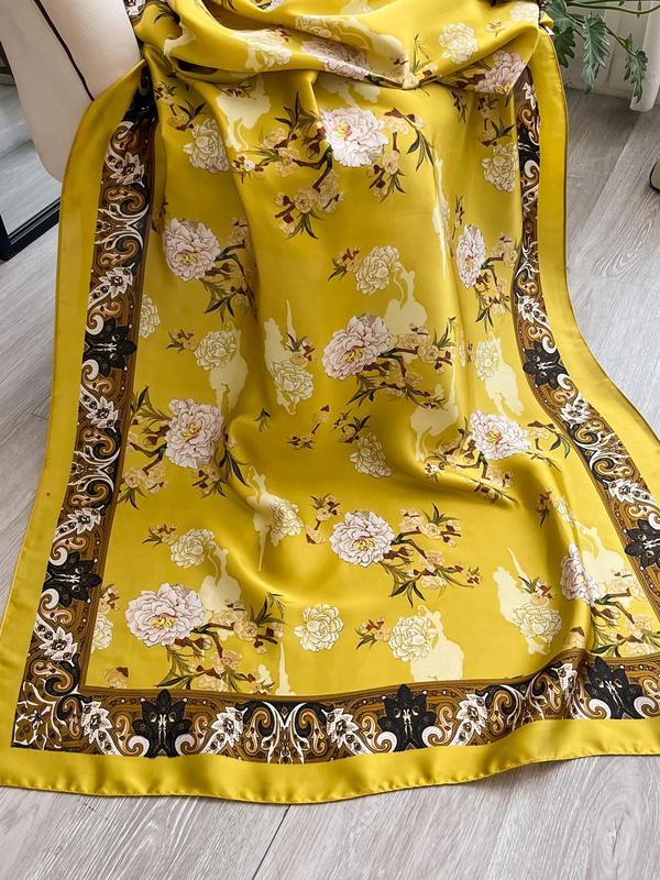 Women's Floral Print Scarf, Boho Style Shawl for Daily Wear, Fashion Scarf for Women & Girls, Trendy All-match & Exquisite Scarf for Birthday Gift