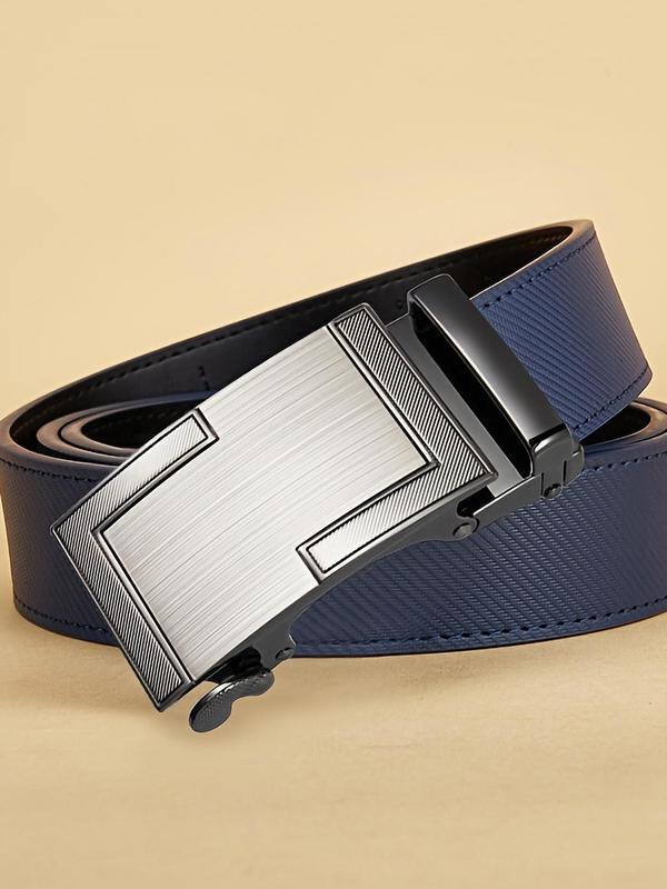 Men's Business Fashion Automatic Buckle Belt, Minimalist Casual Plain Color Pu Leather Belt, Comfortable Belt for Business and Casual Wearing