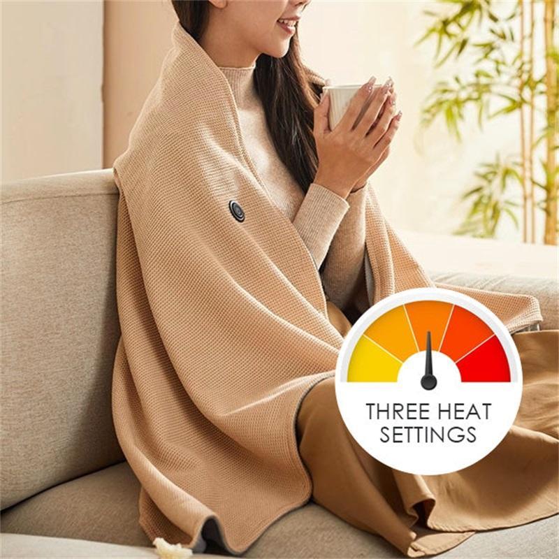 Portable USB Heated Shawl, Washable Winter Blanket for Shoulders and Lap, Cozy Heating Wrap