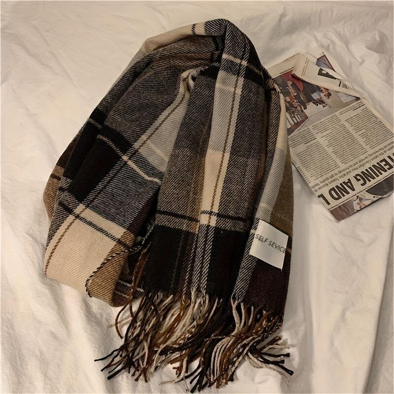 1pc Mens Winter Plaid Scarf - Soft, Warm, Versatile, and Coldproof Shawl for Couple, Perfect for Outdoor Activities and Daily Wear