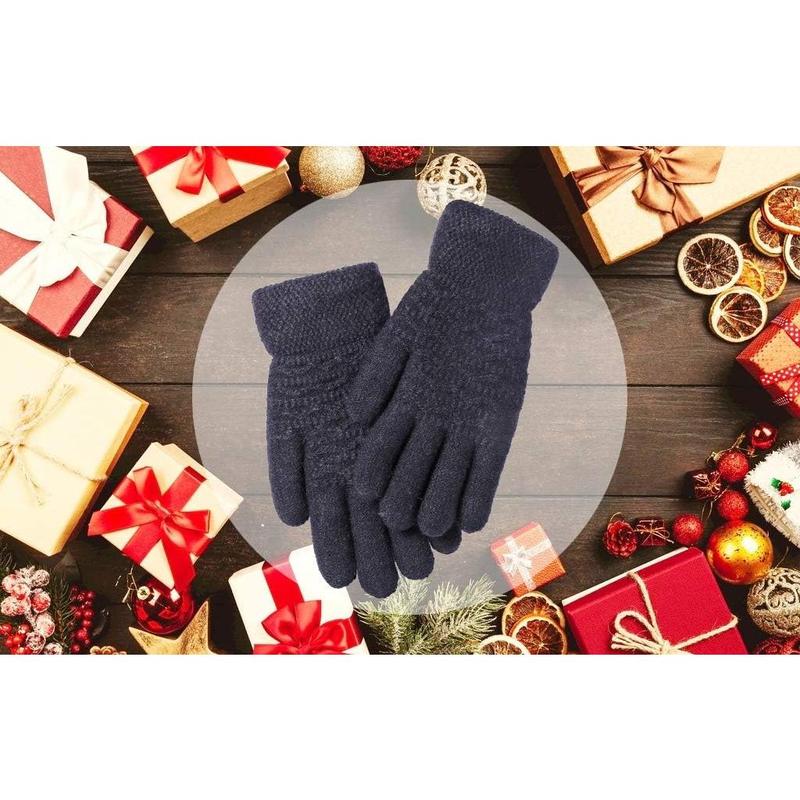 Women's Winter Warm Touch Screen Gloves Womens Thermal Cable Knit  Fleece Lined Gloves for Cold Weather