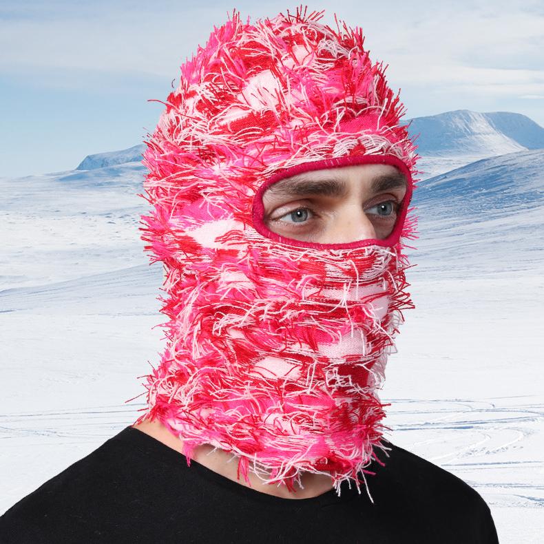 Distressed Balaclava Knitted Full Face Ski Mask Winter Windproof Neck Warmer for Men Women Distress Mask Beanie