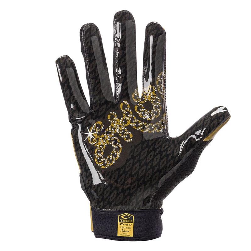 Black Gold Chain Showtime Receiver Gloves