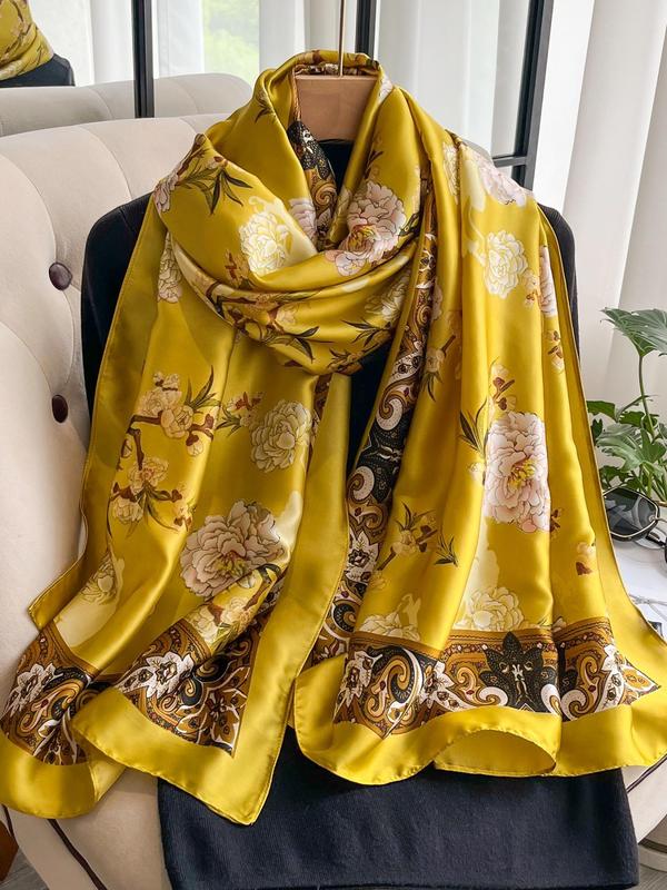 Women's Floral Print Scarf, Boho Style Shawl for Daily Wear, Fashion Scarf for Women & Girls, Trendy All-match & Exquisite Scarf for Birthday Gift