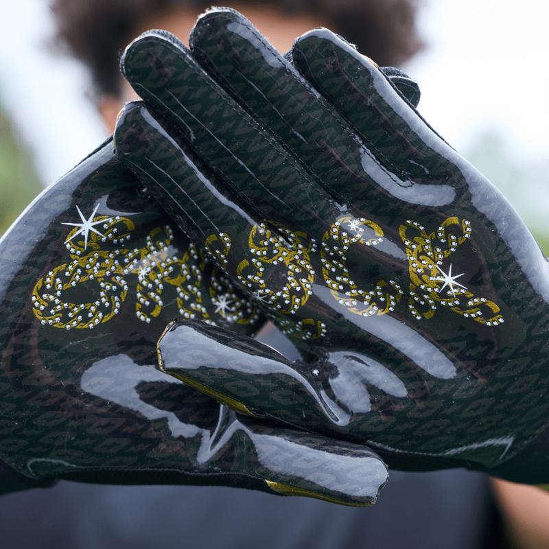 Black Gold Chain Showtime Receiver Gloves