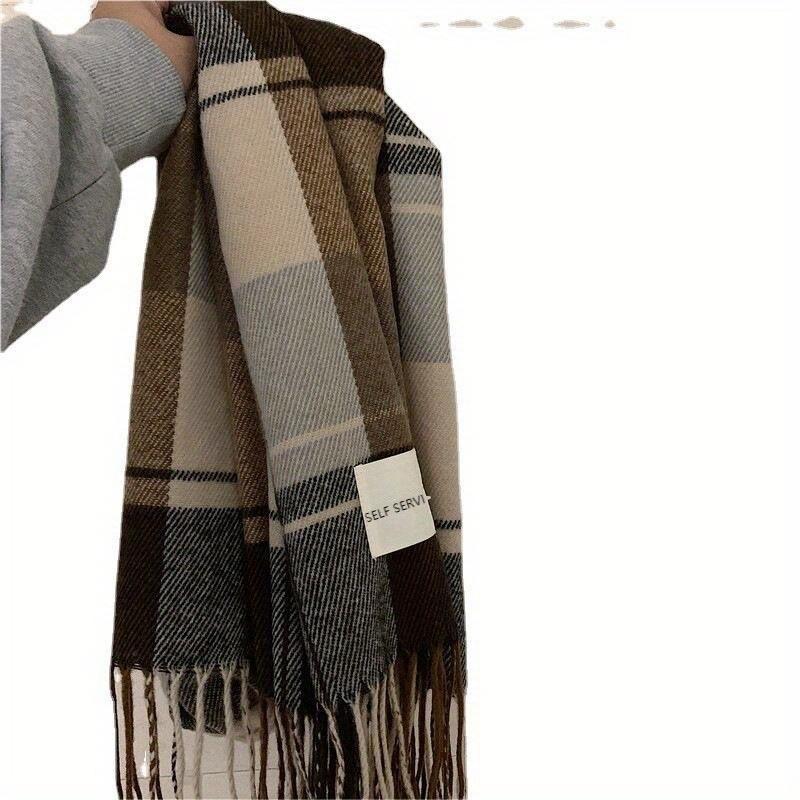 1pc Mens Winter Plaid Scarf - Soft, Warm, Versatile, and Coldproof Shawl for Couple, Perfect for Outdoor Activities and Daily Wear