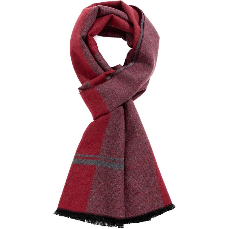 Men's Winter Warm Scarf Premium Cashmere Feel, Luxuriously Soft Long Plaid Pattern