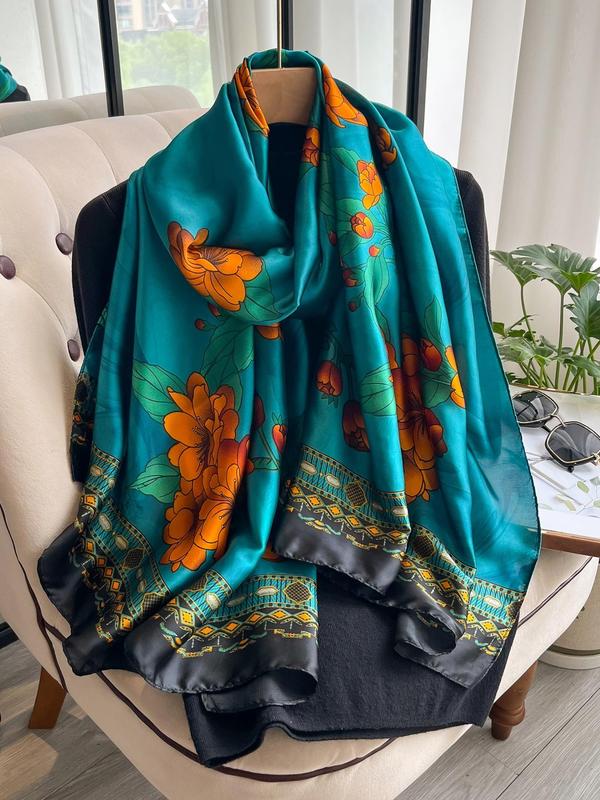 Women's Floral Print Scarf, Boho Style Shawl for Daily Wear, Fashion Scarf for Women & Girls, Trendy All-match & Exquisite Scarf for Birthday Gift