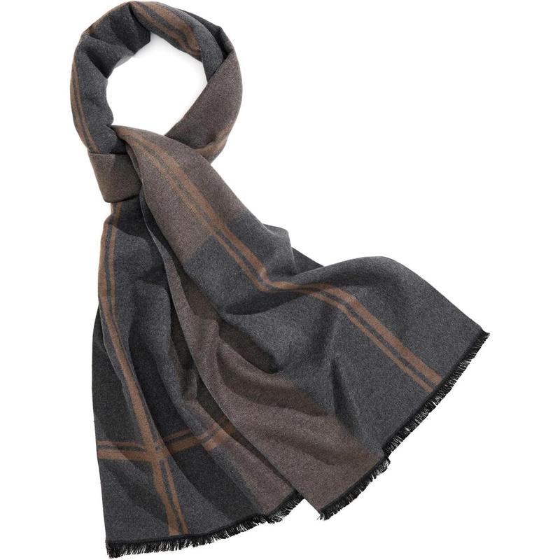 Men's Winter Warm Scarf Premium Cashmere Feel, Luxuriously Soft Long Plaid Pattern