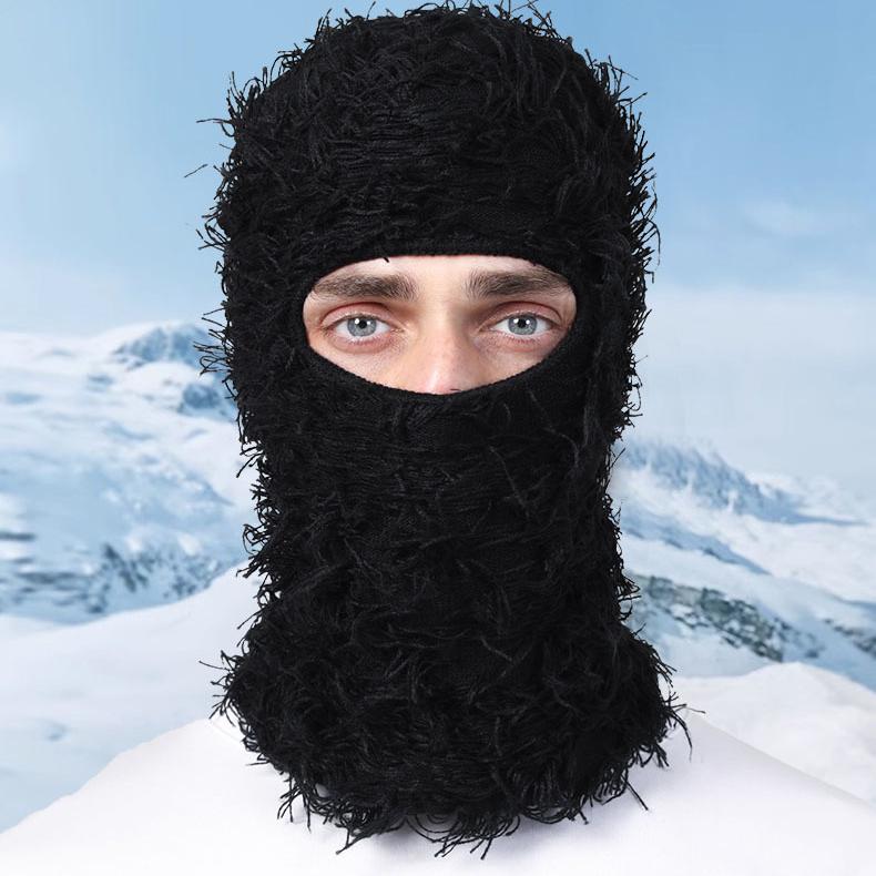 Distressed Balaclava Knitted Full Face Ski Mask Winter Windproof Neck Warmer for Men Women Distress Mask Beanie