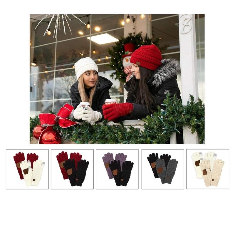 2 Packs Solid Knit Fleece Lined Gloves by Funky Junque