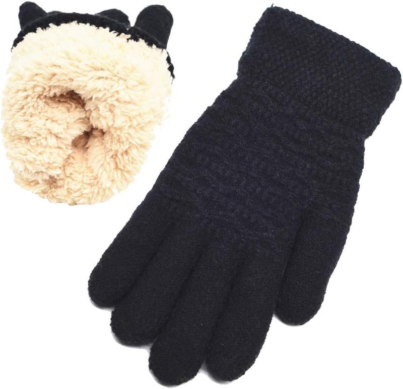 Women's Winter Warm Touch Screen Gloves Womens Thermal Cable Knit  Fleece Lined Gloves for Cold Weather