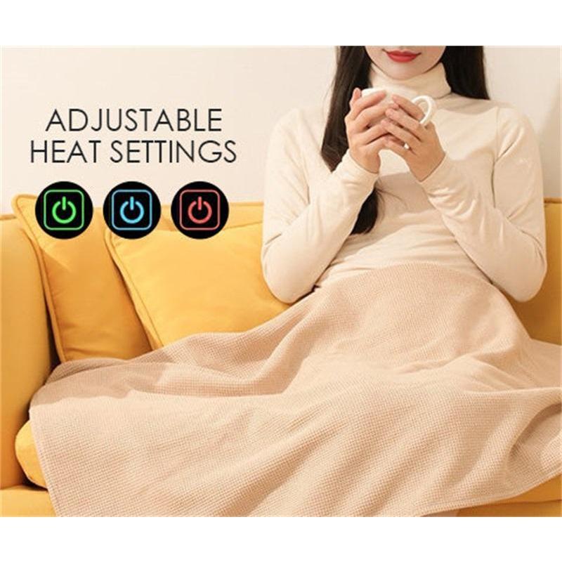 Portable USB Heated Shawl, Washable Winter Blanket for Shoulders and Lap, Cozy Heating Wrap