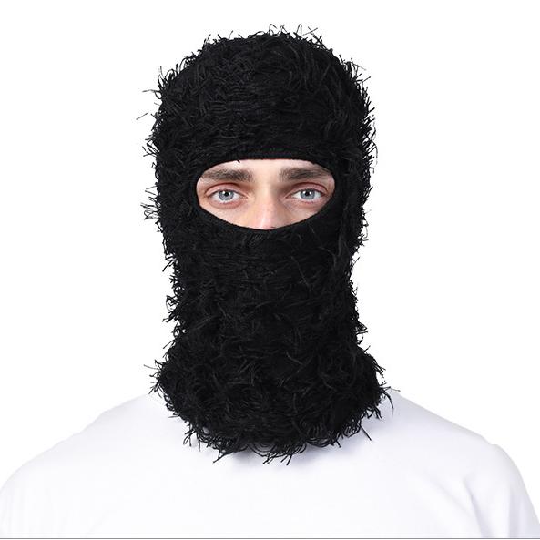 Distressed Balaclava Knitted Full Face Ski Mask Winter Windproof Neck Warmer for Men Women Distress Mask Beanie