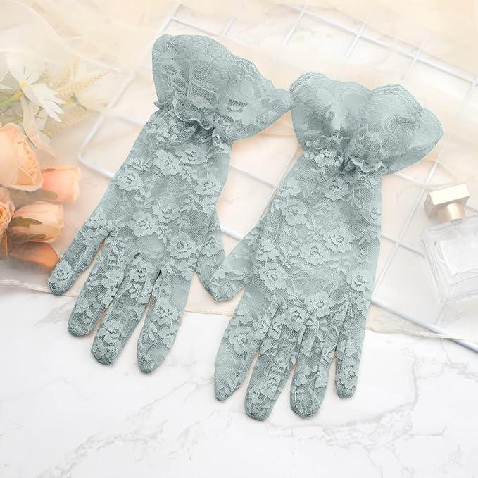 Lace Gloves,Lace Gloves Women,Tea Party Gloves,Bridal Wedding Sunblock Gloves, Opera Prom Halloween Cosplay Gloves