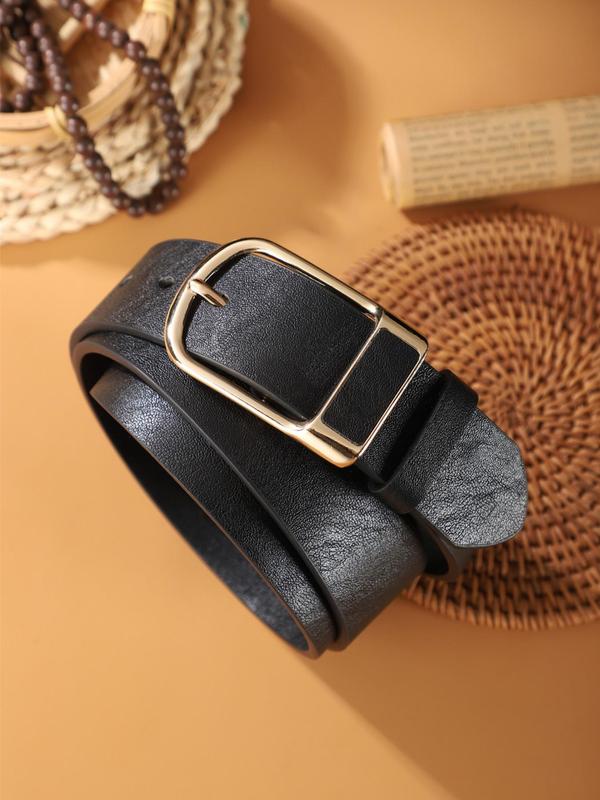 Men's Plain Color Simple Buckle Belt, Casual Pu Leather Belt for Daily Commuting, Fashion Belt for Party, Daily Clothing Decor, Trendy All-match & Exquisite Belt for Birthday Gift