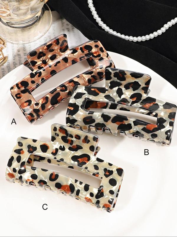 Leopard Pattern Hair Claw, Fashionable Hair Accessories for Women & Girls, Casual Versatile Hair Accessories for Daily Wear