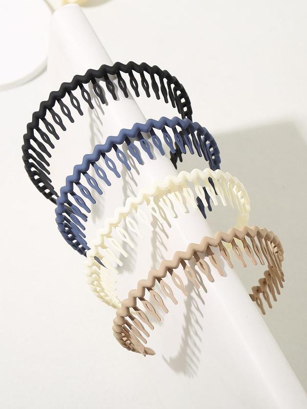 Solid Wave Design Hair Hoop with Teeth, Casual Versatile Hair Accessories for Women & Girls, Minimalist Headwear Suitable for Thick Hair