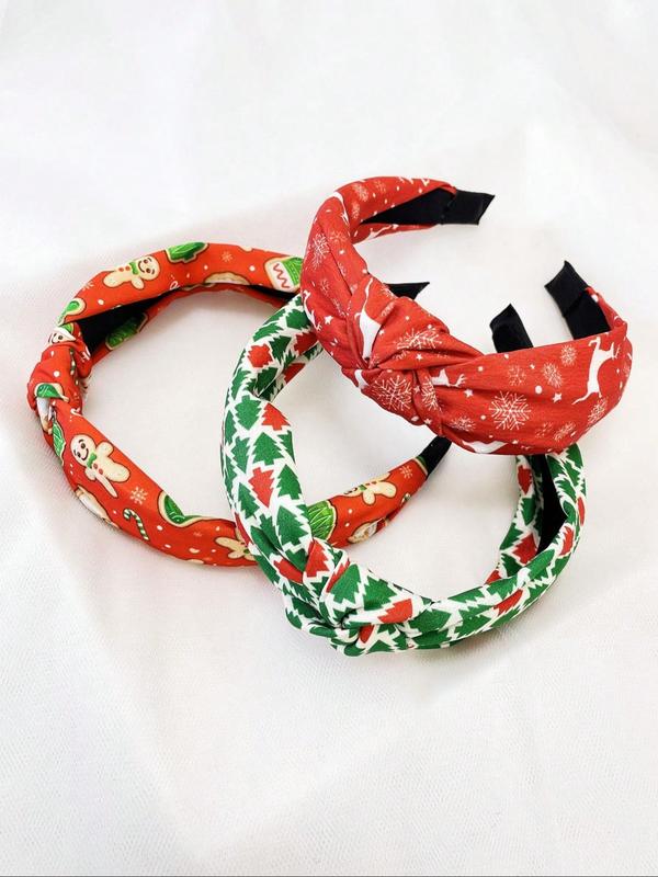 Women's Christmas Themed All Over Print Hair Bands, Cute Trendy Hair Bands, Fashionable Hair Accessories for Daily & Party Decoration