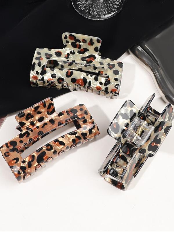 Leopard Pattern Hair Claw, Fashionable Hair Accessories for Women & Girls, Casual Versatile Hair Accessories for Daily Wear