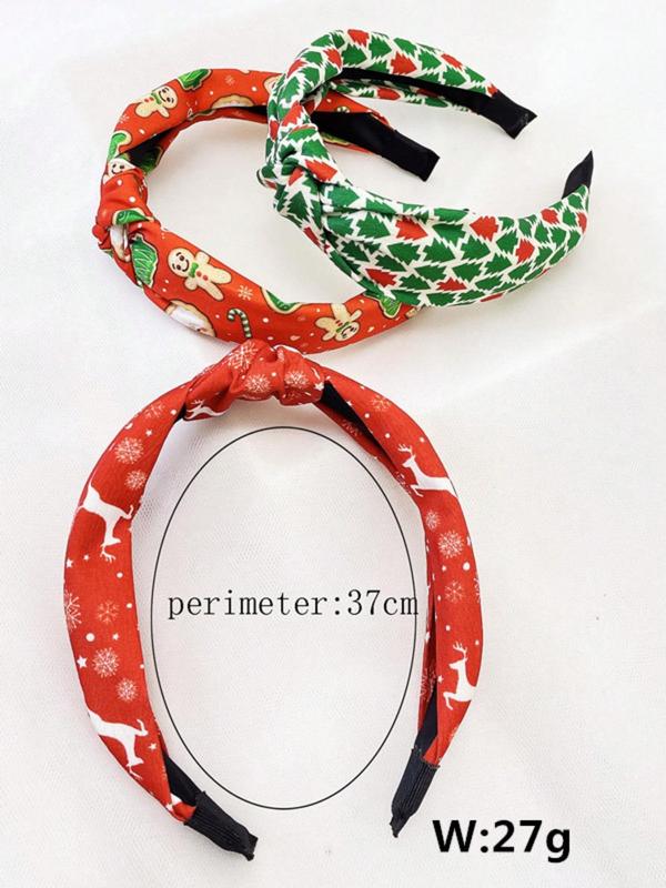 Women's Christmas Themed All Over Print Hair Bands, Cute Trendy Hair Bands, Fashionable Hair Accessories for Daily & Party Decoration