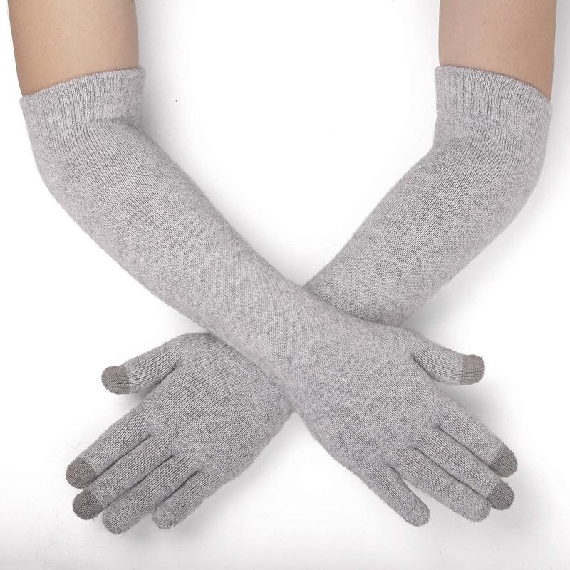 Women Knit Long Gloves Touchscreen Blended Arm Warmers with Fingers Winter Warm Gloves