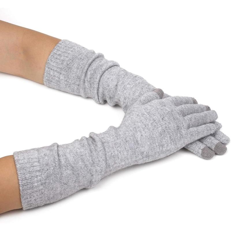 Women Knit Long Gloves Touchscreen Blended Arm Warmers with Fingers Winter Warm Gloves