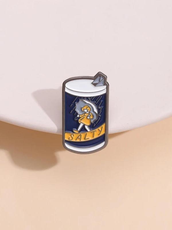 Cute Cartoon Letter & Salt Shaker Design Brooch, Funny Enamel Pin, Alloy Badge for Backpacks, Jeans, Scarves, Hats Decoration, Fashion Clothes Accessories