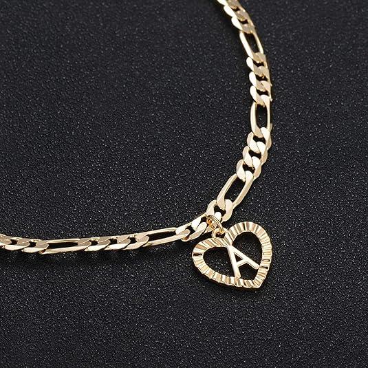 Initial Ankle Bracelets for Women Layered Figaro Chain Letter Initial Anklets Handmade Layered Heart Ankle Bracelets Personalized Gifts for Women Teen Girls