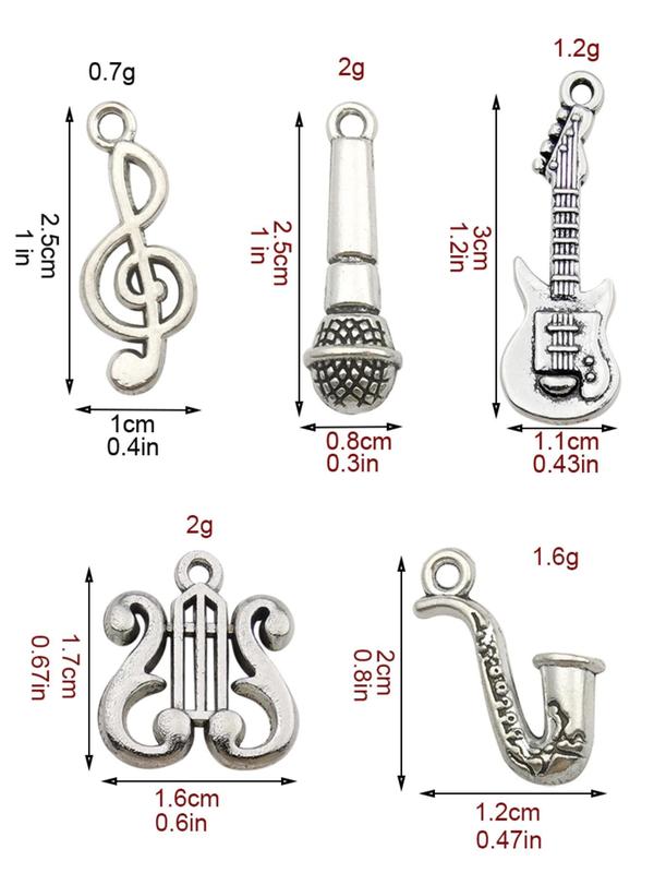 Retro Style Music Note & Guitar & Saxophone & Microphone & Organ Design Pendant, Creative DIY Jewelry for Women & Men, DIY Jewelry Accessories for Necklace & Bracelet Making