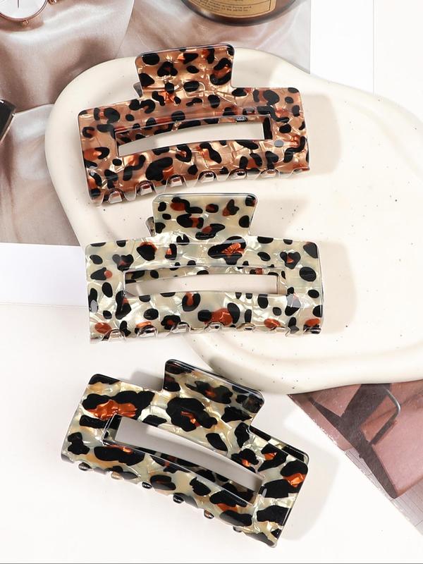 Leopard Pattern Hair Claw, Fashionable Hair Accessories for Women & Girls, Casual Versatile Hair Accessories for Daily Wear