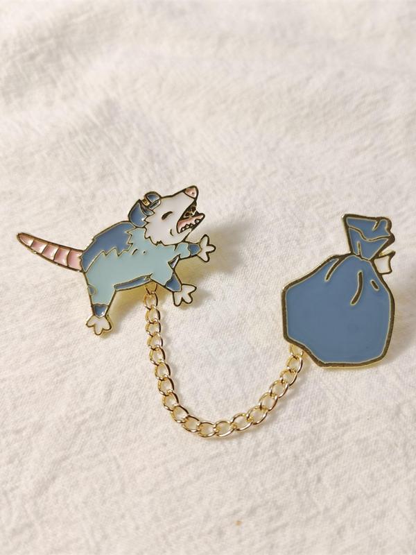 Cute Cartoon Mouse & Bag Design Brooch,  Fashion Alloy Badge for Daily Vacation Holiday Party Gift for Women and Men