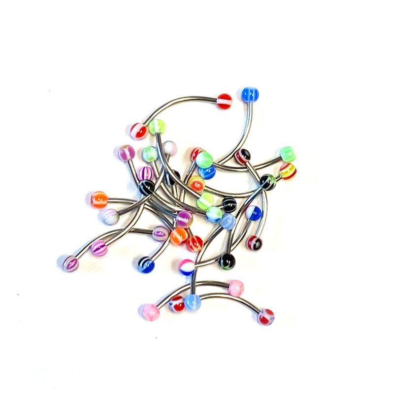 Snake eye Tongue rings Piercing Jewelry 20 Piece Value Pack 316L Surgical Steel Long shaft 16 Gauge 14mm NO DUPLICATES