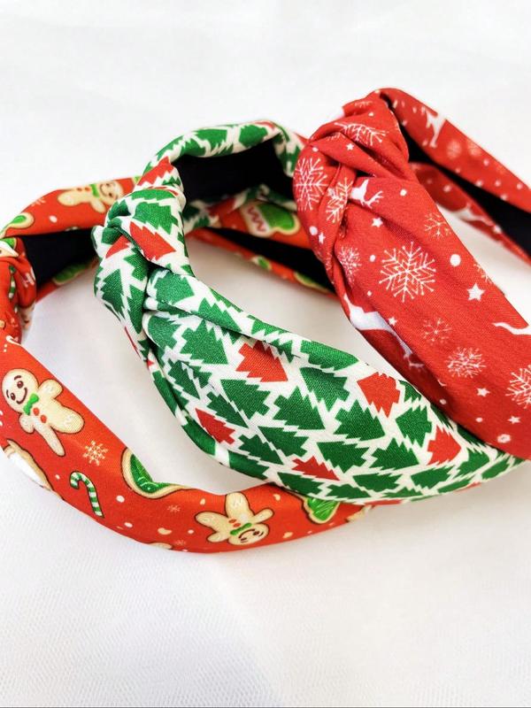 Women's Christmas Themed All Over Print Hair Bands, Cute Trendy Hair Bands, Fashionable Hair Accessories for Daily & Party Decoration