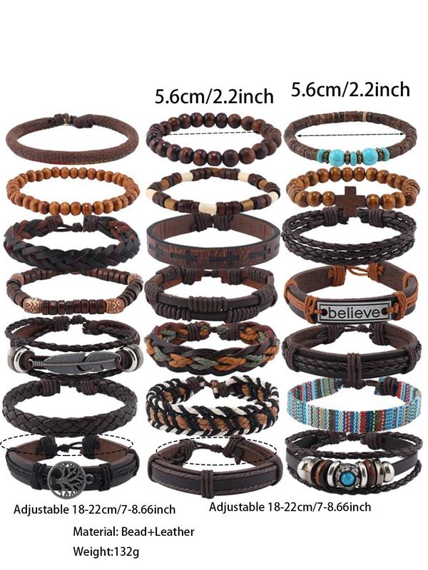 Vintage Beaded Bracelet Set, 21pcs set Boho Style Turquoise Decor Braided Bracelet, Fashion Jewelry Accessories for Men & Women, 2024 Summer Bracelets for Men, Fall Outfits, Fall Freshness Matching Couple Friendship Bracelets