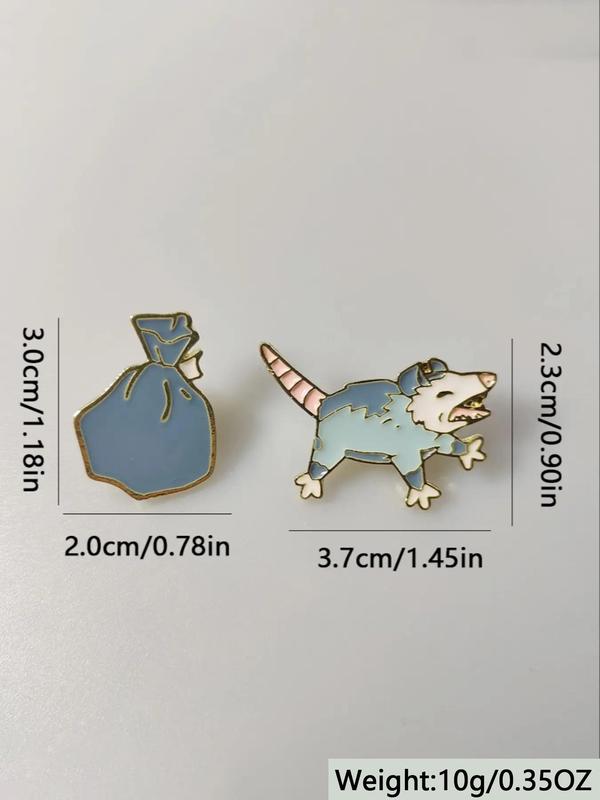 Cute Cartoon Mouse & Bag Design Brooch,  Fashion Alloy Badge for Daily Vacation Holiday Party Gift for Women and Men