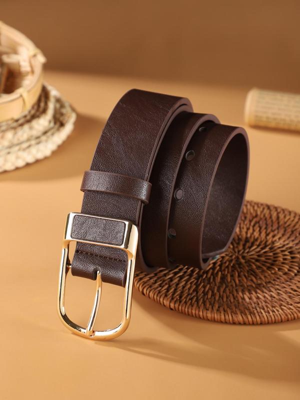 Men's Plain Color Simple Buckle Belt, Casual Pu Leather Belt for Daily Commuting, Fashion Belt for Party, Daily Clothing Decor, Trendy All-match & Exquisite Belt for Birthday Gift