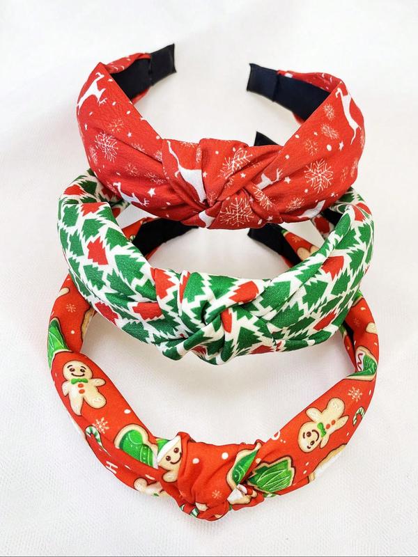 Women's Christmas Themed All Over Print Hair Bands, Cute Trendy Hair Bands, Fashionable Hair Accessories for Daily & Party Decoration