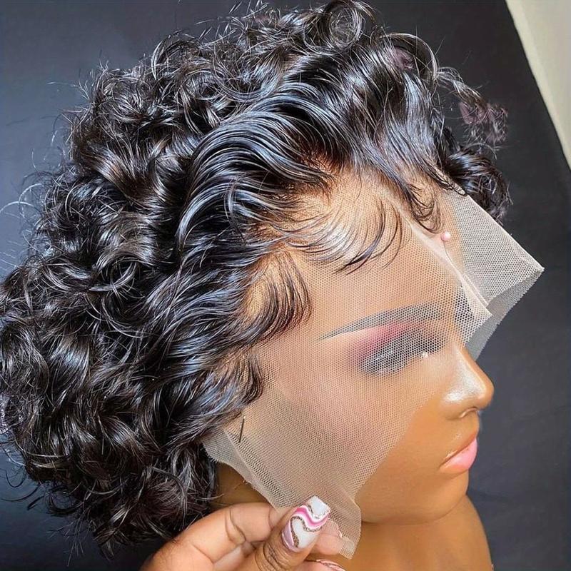 New Style Brown Short Curly Wigs Pixie Cut Lace Front Wigs 6 inch Human Hair 13X1 Pixie Cut Short Curly Burgundy Human Hair Wigs HD Lace Front Wigs Plucked Pixie Curly Wigs for Black Women 99j  wig hair  wigs