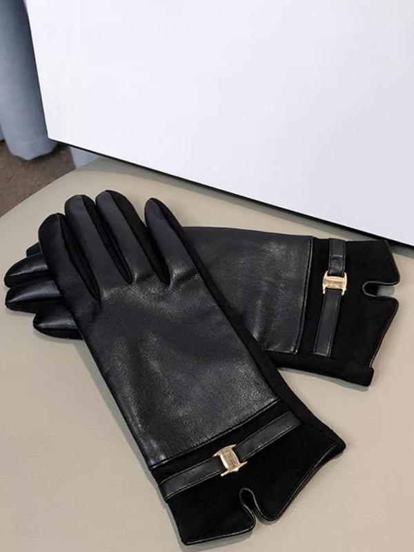 Women's Solid Color Touch Screen Gloves, Casual Trendy Warm Gloves for Fall & Winter, Fashionable Gloves for Women for Daily Use