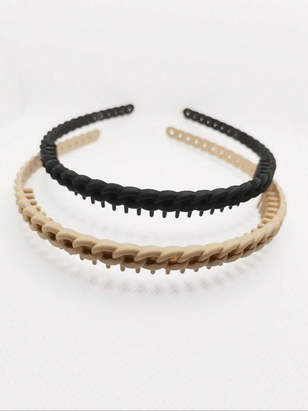 Minimalist Non-slip Braided Design Headbands, Simple Plain Color Hair Hoop, Non-slip Hair Accessories for Women & Girls