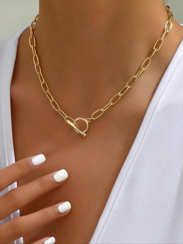 Women's Simple Ot Buckle Chain Necklace, Fashion Matching Necklace for Party, Daily Clothing Decor, Trendy All-match & Exquisite Jewelry for Birthday Gift