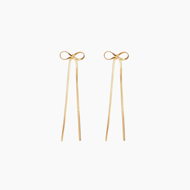 Cider [2 colors, size One Size-One Size] Bowknot Shaped Drop Earrings